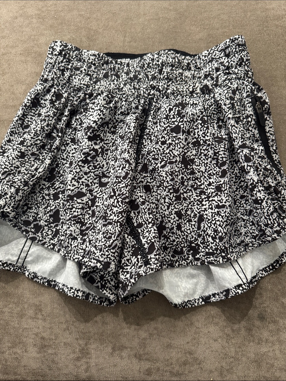 lululemon athletica Black and White Speckled Athletic Shorts